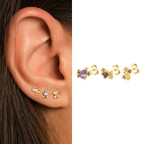 Colorful Zircon Pearl Earrings, 925 Sterling Silver Studs