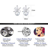 Dangle Drop Pearl CZ Flower Earrings for Women Jewelry
