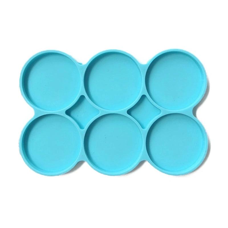 6-Cavity Silicone Large Round Resin Coaster Molds - 6 Pack