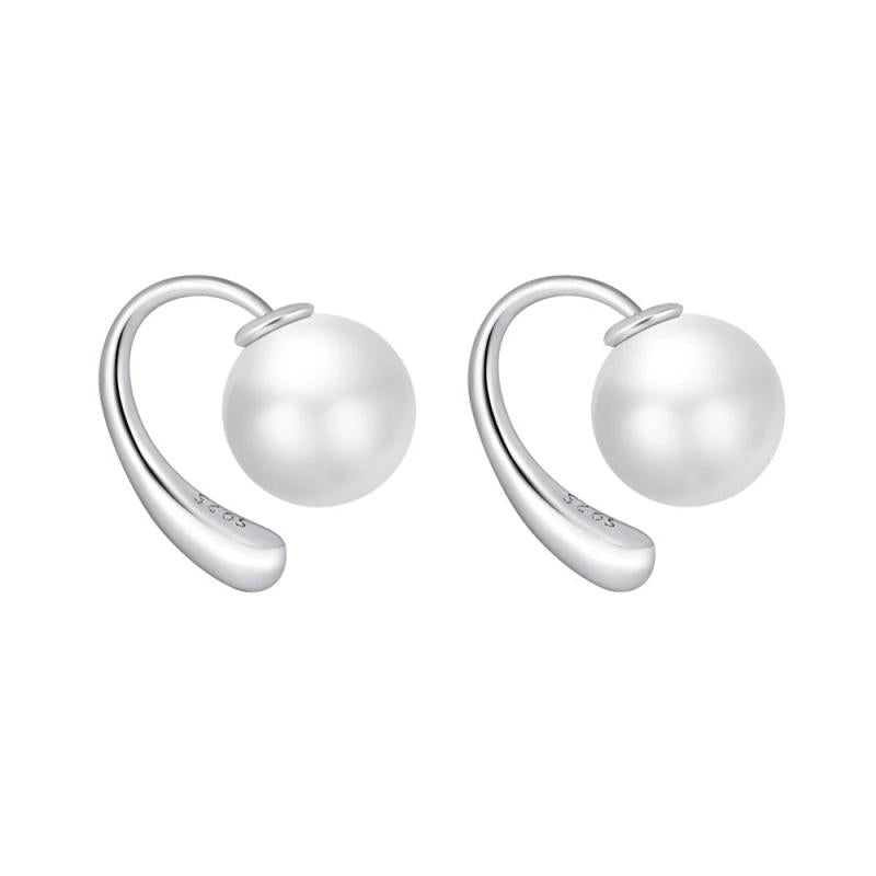925 Silver Needle Pearl Stud Earrings For Women Jewelry FQL22025