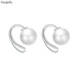 925 Silver Needle Pearl Stud Earrings For Women Jewelry FQL22025