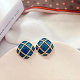 French Retro Colorful Dripping Pearl Flowers Enamel Stud Earrings