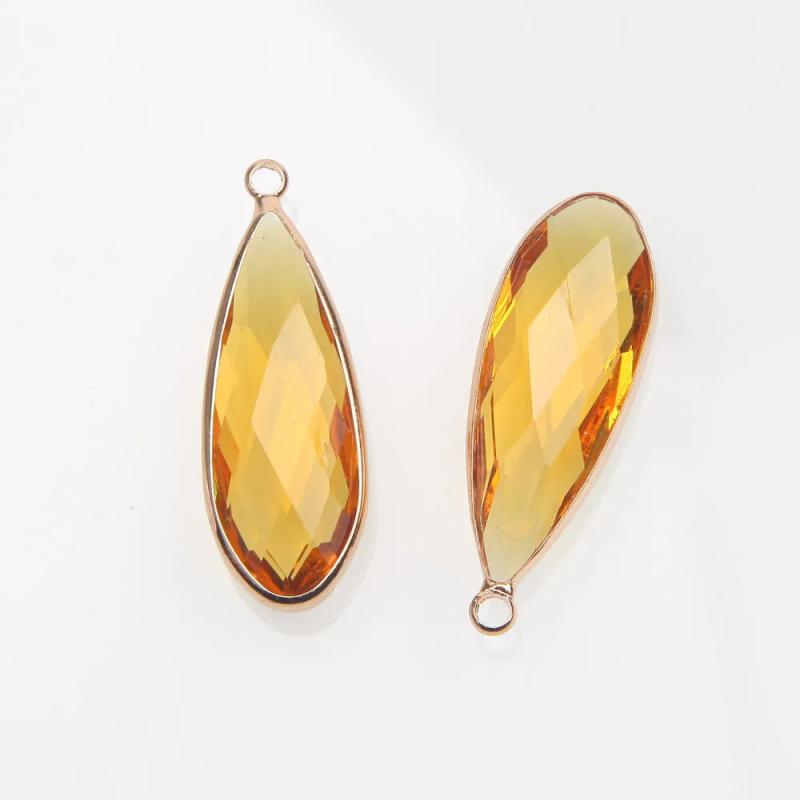 4PCS Long Drop Glass Charms Pendant DIY Jewelry Making Necklace Findings