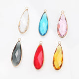 4PCS Long Drop Glass Charms Pendant DIY Jewelry Making Necklace Findings