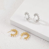 18K Plated Pearl Ear Studs with Zircon, Wedding Access