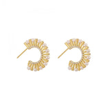 18K Plated Pearl Ear Studs with Zircon, Wedding Access