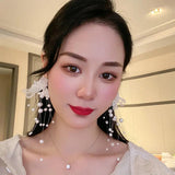Pearl Pendants Earrings Rhinestone Lace Woman Earring Women Stud Dangle Jewelry