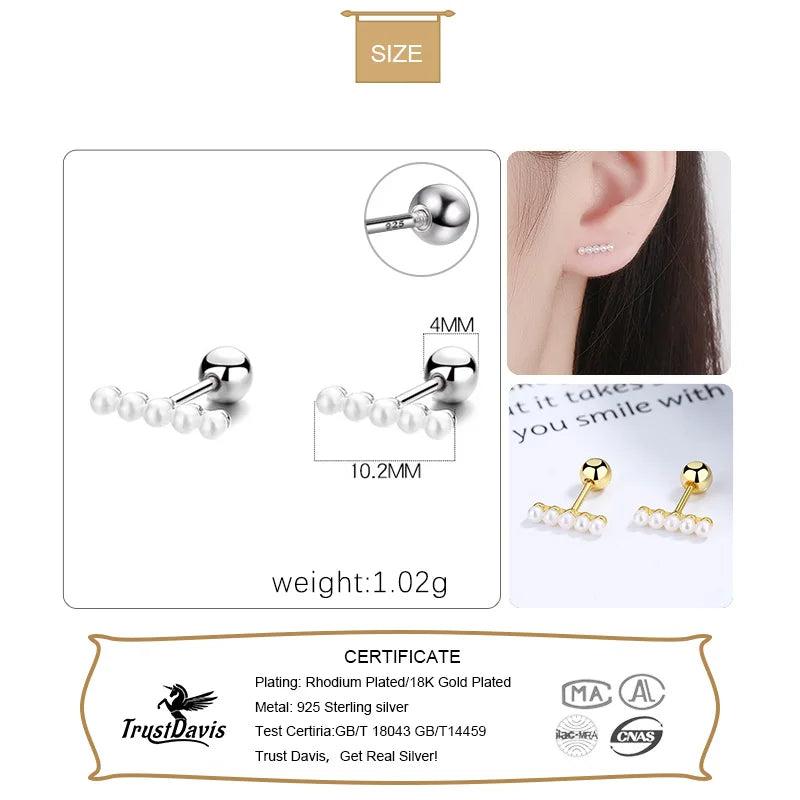 925 Silver Earring Synthesis Pearl Beads Stud Earring For Women