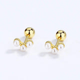 925 Silver Earring Synthesis Pearl Beads Stud Earring For Women