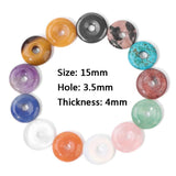 5pcs Amethyst Pendant 15mm Big Hole Flat Round Crystal Donut Pendants