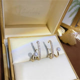 Korea Jewelry Zircon Letter U Double Pearl Earrings