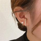 Korea Jewelry Zircon Letter U Double Pearl Earrings