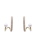 Korea Jewelry Zircon Letter U Double Pearl Earrings