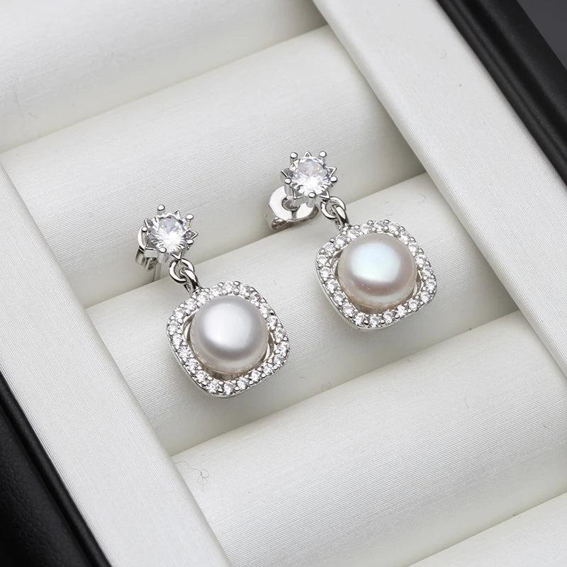 925 Silver Stud Earrings with Freshwater Pearls