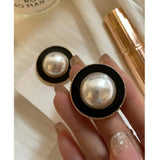 Vintage Pearl Geometric Crystal Earring Stud