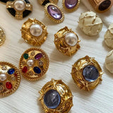 Vintage Pearl Geometric Crystal Earring Stud