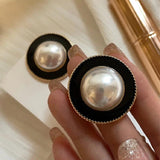 Vintage Pearl Geometric Crystal Earring Stud