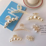 Big Pearl Hair Claw Hairpin Barrettes Hairgrip Hair Clips Crab Headwear