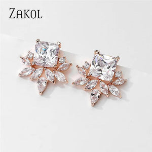 Yellow Cubic Zirconia Stud Earrings for Wedding Party