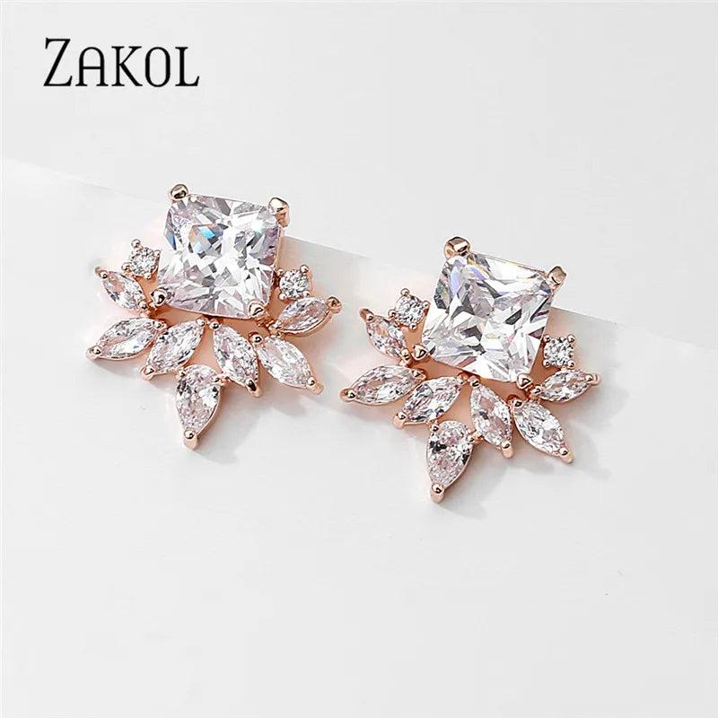 Yellow Cubic Zirconia Stud Earrings for Wedding Party