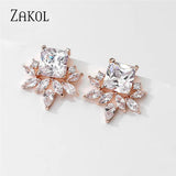 Yellow Cubic Zirconia Stud Earrings for Wedding Party