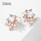 Yellow Cubic Zirconia Stud Earrings for Wedding Party
