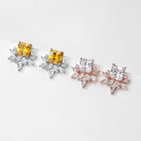 Yellow Cubic Zirconia Stud Earrings for Wedding Party