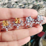 Yellow Cubic Zirconia Stud Earrings for Wedding Party