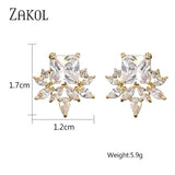 Yellow Cubic Zirconia Stud Earrings for Wedding Party