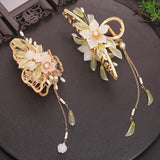 Retro Flower Butterfly Tassel Crab Hair Clip Metal Hair Claw Pearl Shark Clip