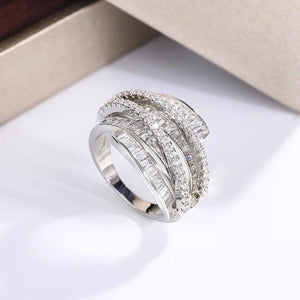 Interwoven Zircon Ring 925 Silver Wedding Engagement Jewelry