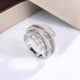 Interwoven Zircon Ring 925 Silver Wedding Engagement Jewelry