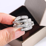 Interwoven Zircon Ring 925 Silver Wedding Engagement Jewelry