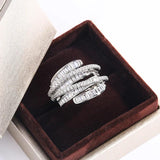 Interwoven Zircon Ring 925 Silver Wedding Engagement Jewelry