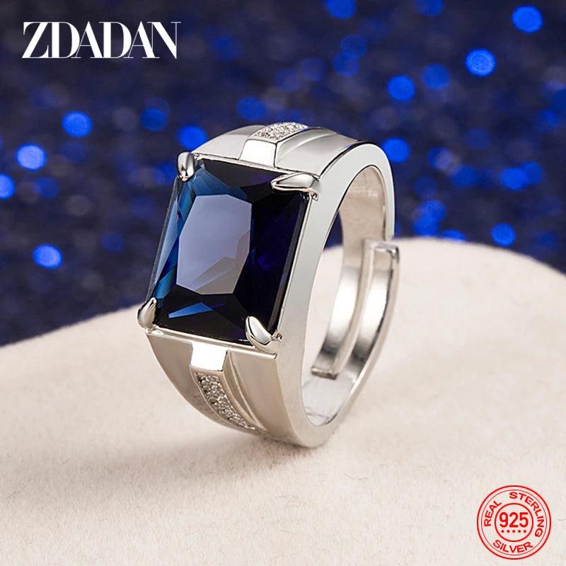 925 Silver Emerald Finger Rings Men Women Wedding Jewelry