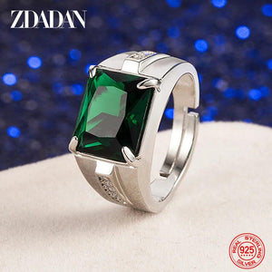 925 Silver Emerald Finger Rings Men Women Wedding Jewelry