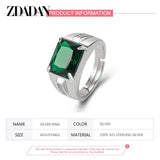 925 Silver Emerald Finger Rings Men Women Wedding Jewelry