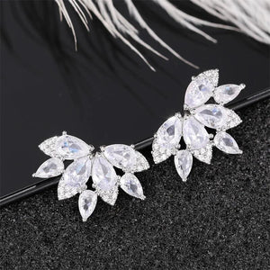 Pear CZ Crystal Lady Earrings Wedding Party Jewelry
