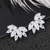 Pear CZ Crystal Lady Earrings Wedding Party Jewelry