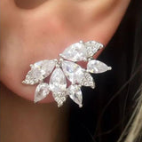 Pear CZ Crystal Lady Earrings Wedding Party Jewelry
