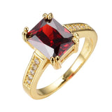 Vintage Red Crystal Stone Wedding Ring for Women
