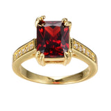 Vintage Red Crystal Stone Wedding Ring for Women