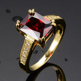 Vintage Red Crystal Stone Wedding Ring for Women