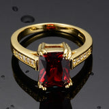 Vintage Red Crystal Stone Wedding Ring for Women
