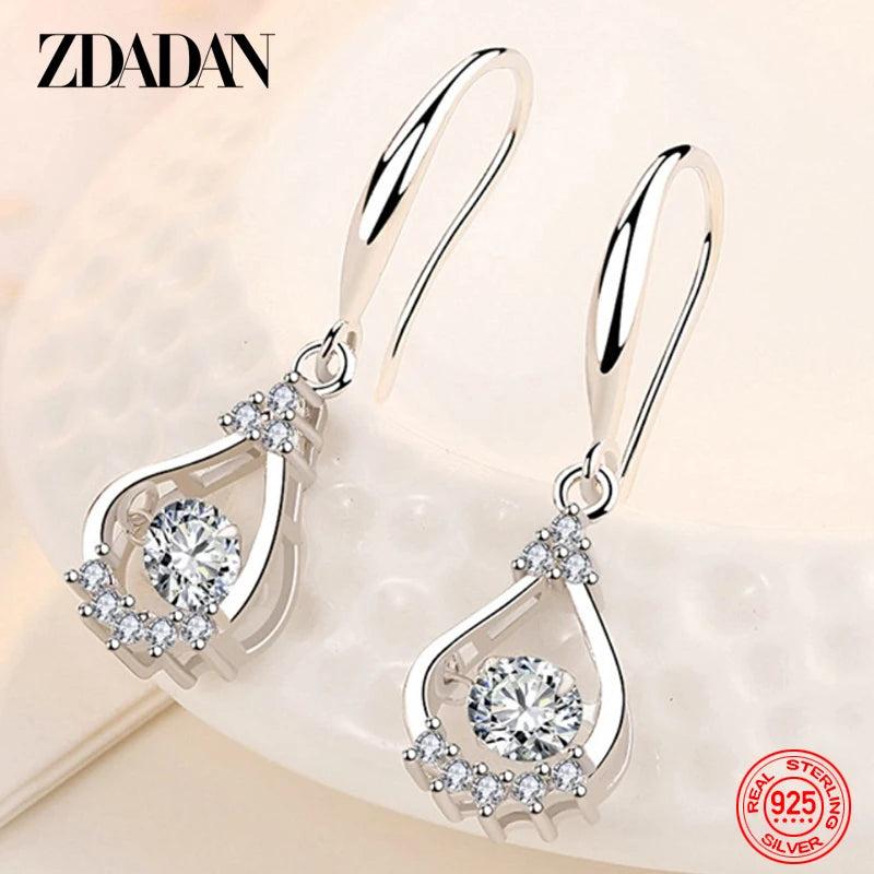 925 Silver Water Drop Dangle Earrings Women Jewelry