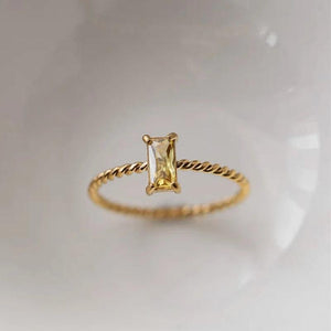 Colorful CZ Square Rings Stainless Steel Braid Ring