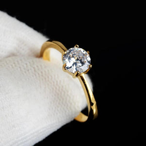 Stainless Steel CZ Engagement Ring Rose Cubic Zirconia for Women Girls