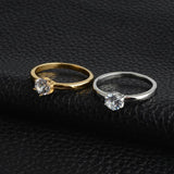 Stainless Steel CZ Engagement Ring Rose Cubic Zirconia for Women Girls
