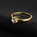 Stainless Steel CZ Engagement Ring Rose Cubic Zirconia for Women Girls