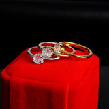 Stainless Steel CZ Engagement Ring Rose Cubic Zirconia for Women Girls